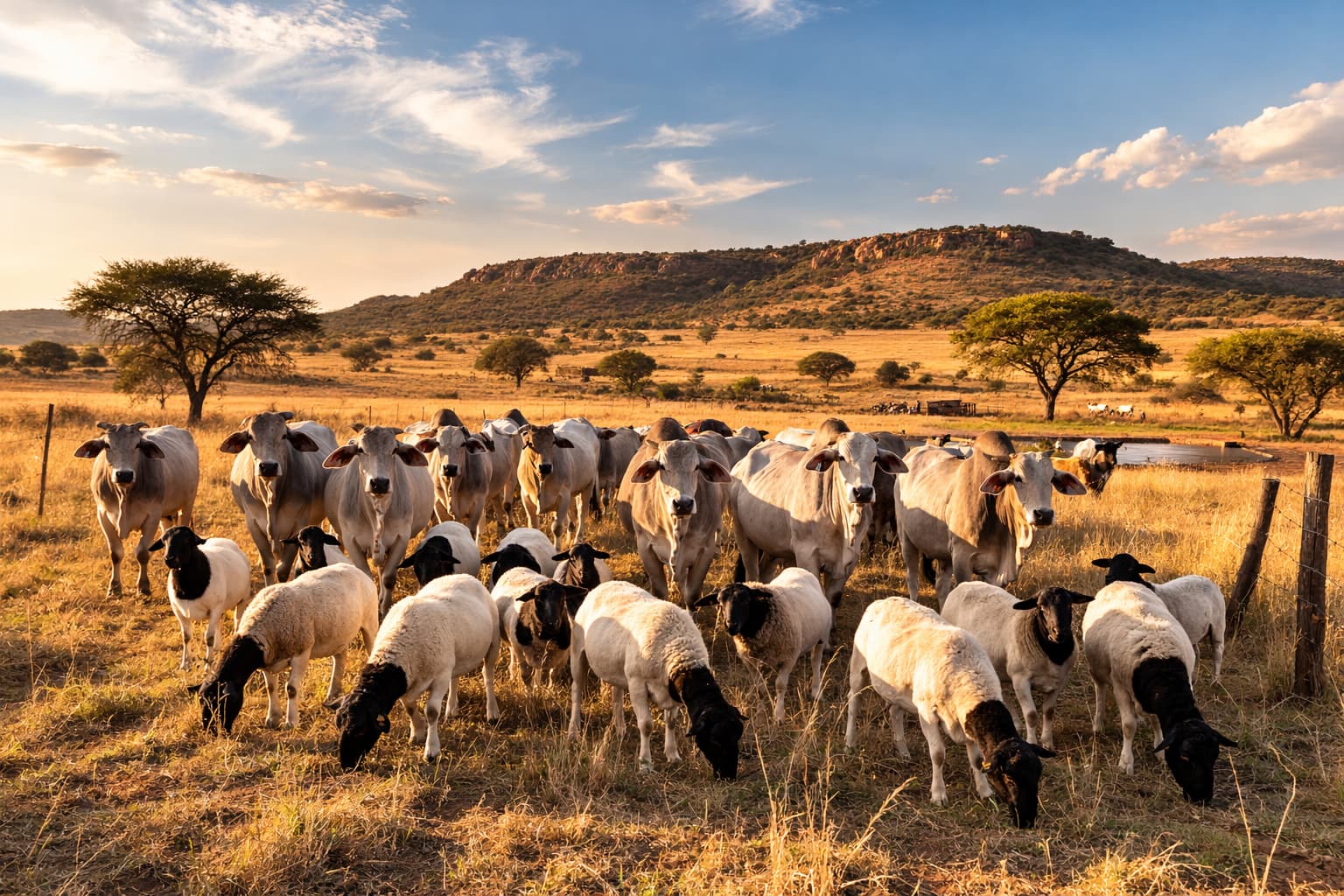 Mixed livestock farm South Africa, cattle and goats