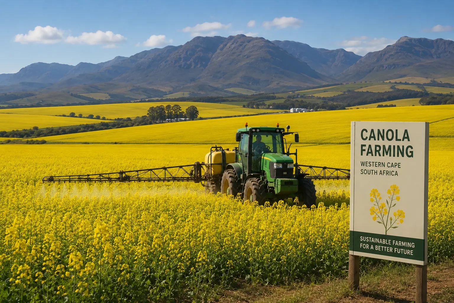 Canola farming in the Western Cape South Africa - yellow fields in bloom