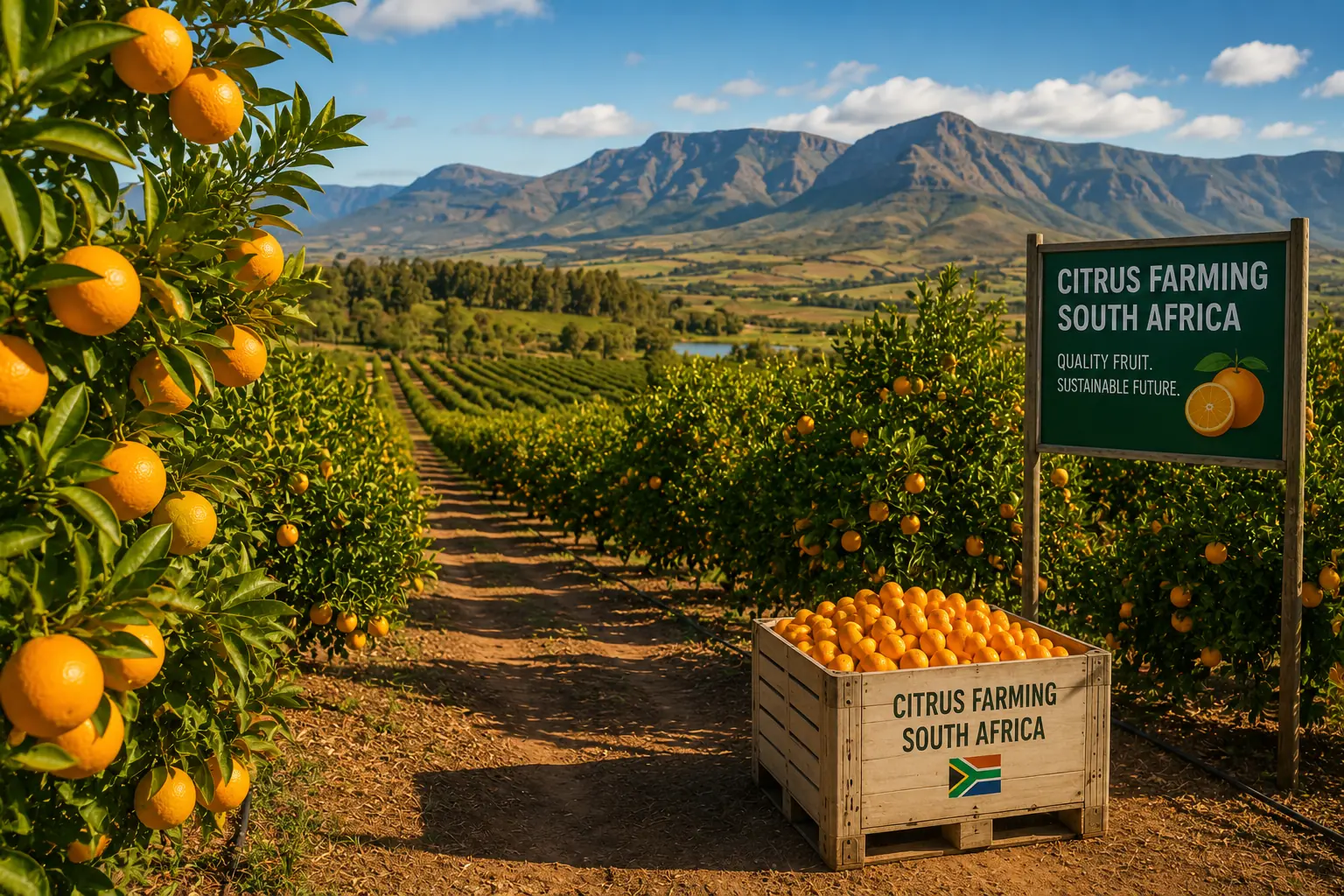 Citrus farming in South Africa - orange orchard in Limpopo with ripe fruit ready for export
