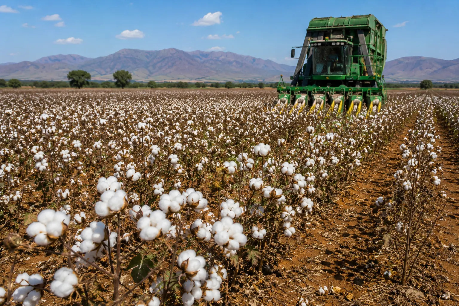Cotton farming in Limpopo South Africa - cotton plants with white bolls open in the field