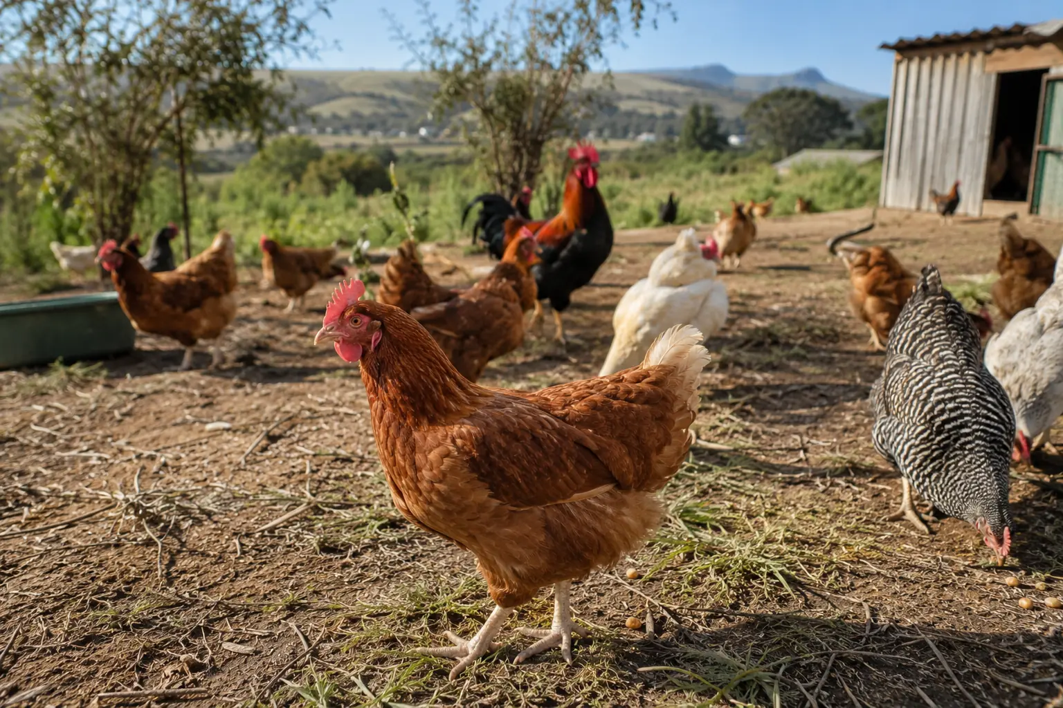 Free range chicken farming South Africa - Potchefstroom Koekoek indigenous breed outdoor