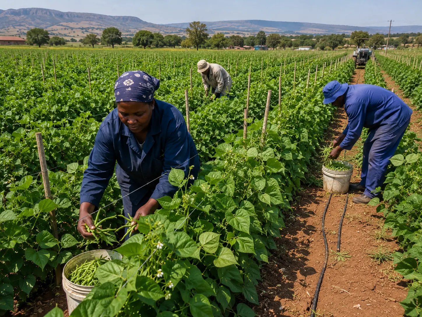 Green bean farming South Africa, rows of green bean plants in Limpopo