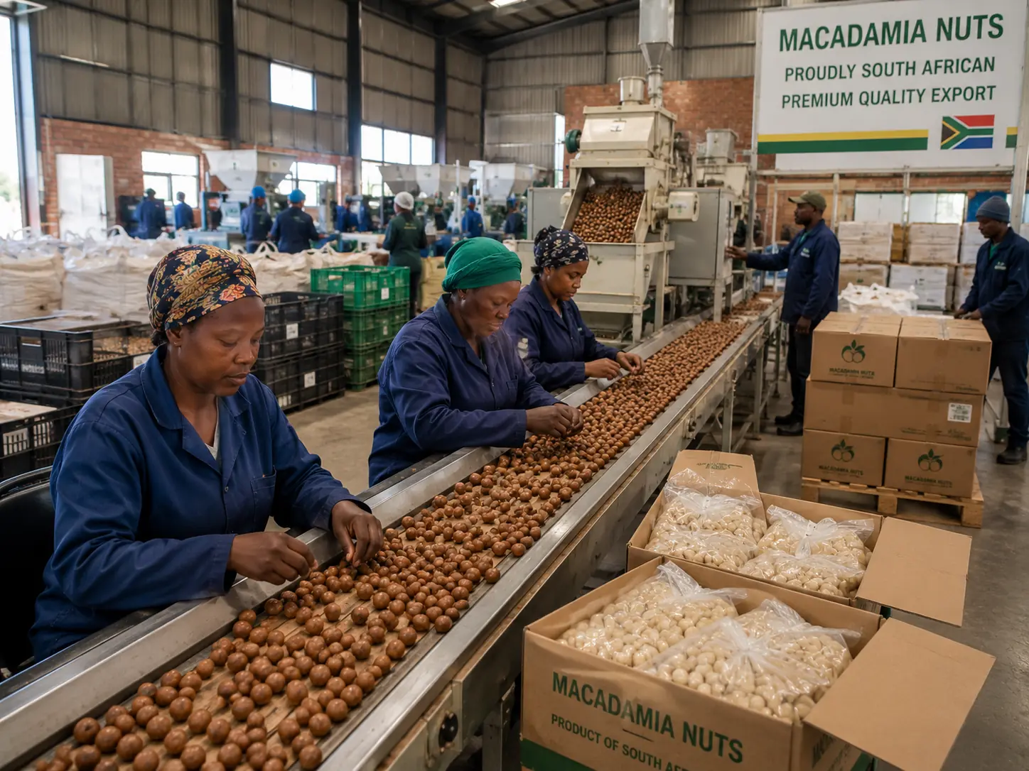 Macadamia nut processing and cracking South Africa