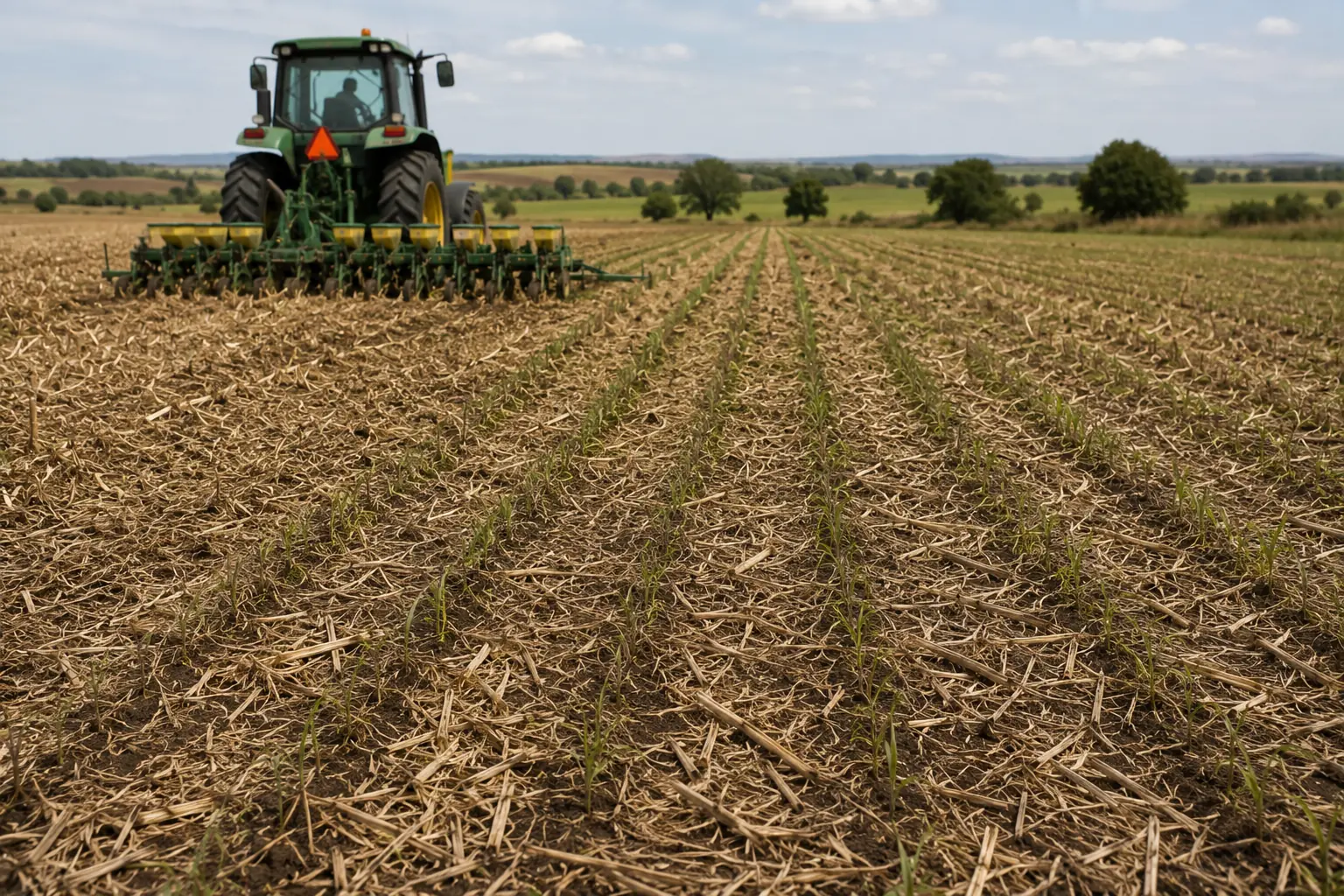 No-till farming South Africa, direct seeding into undisturbed soil with crop residue cover