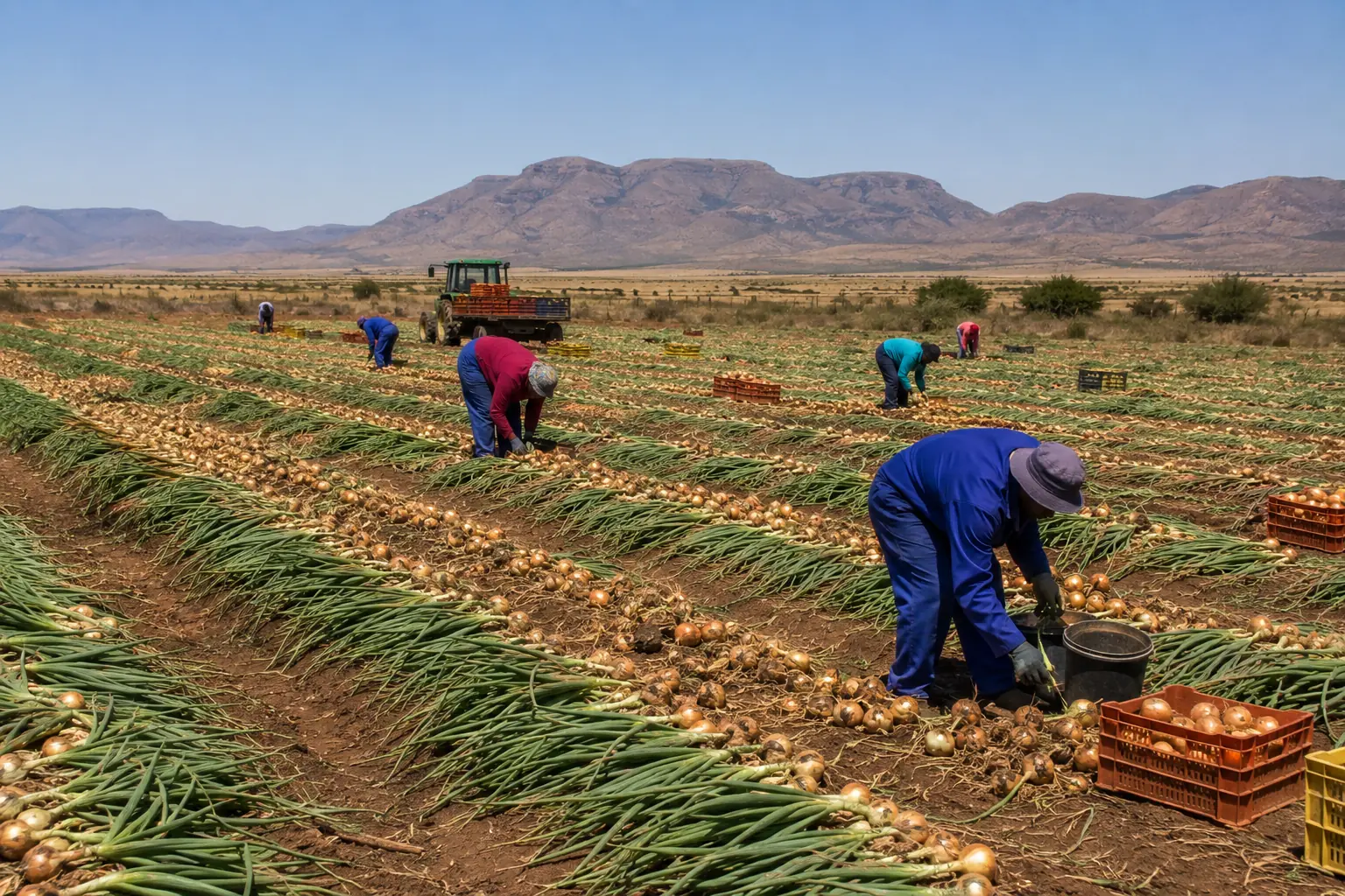Onion farming in the Northern Cape South Africa, commercial onion fields under irrigation