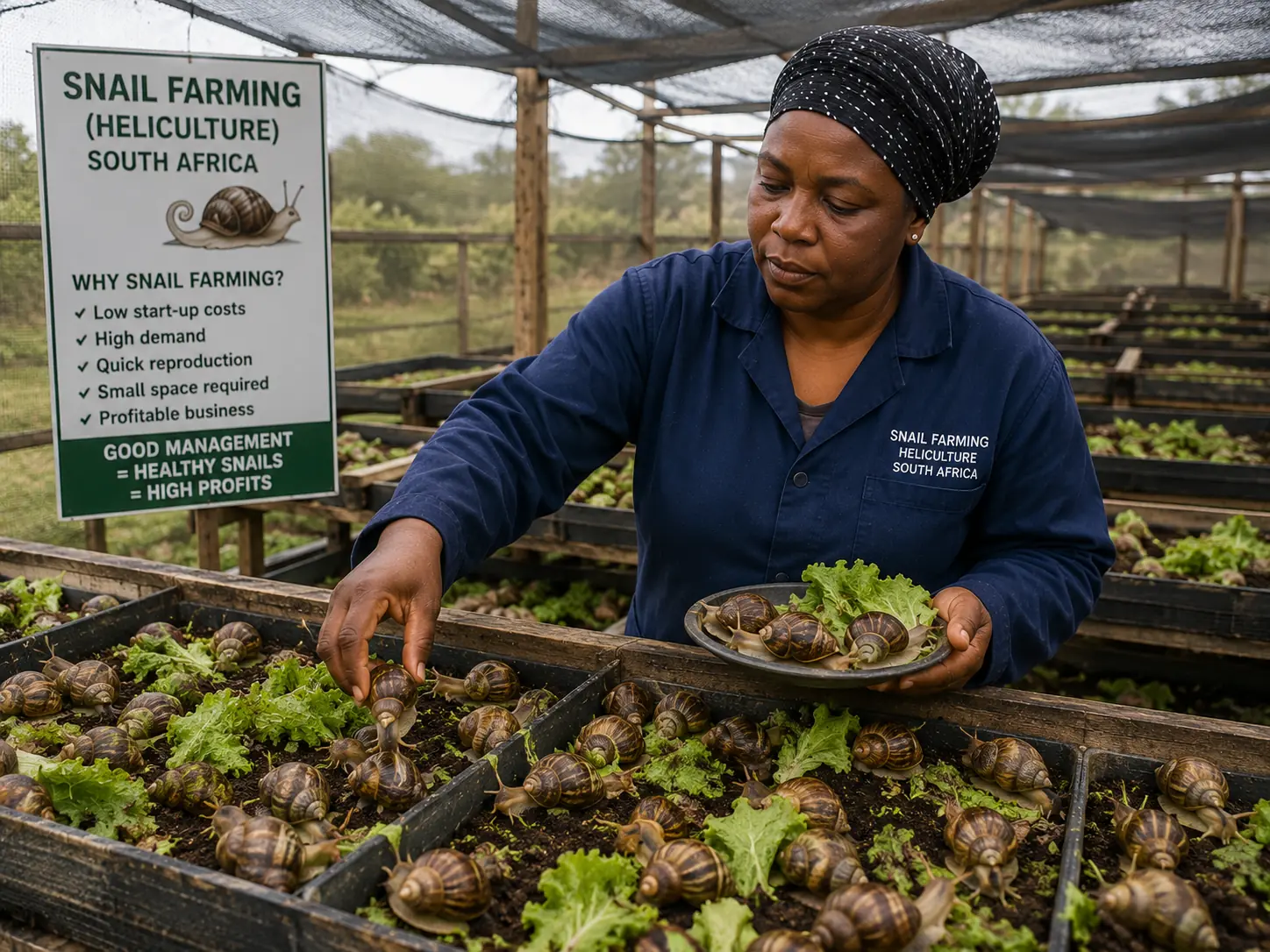 Snail farming South Africa, Giant African Land Snails in a well-managed heliculture enclosure