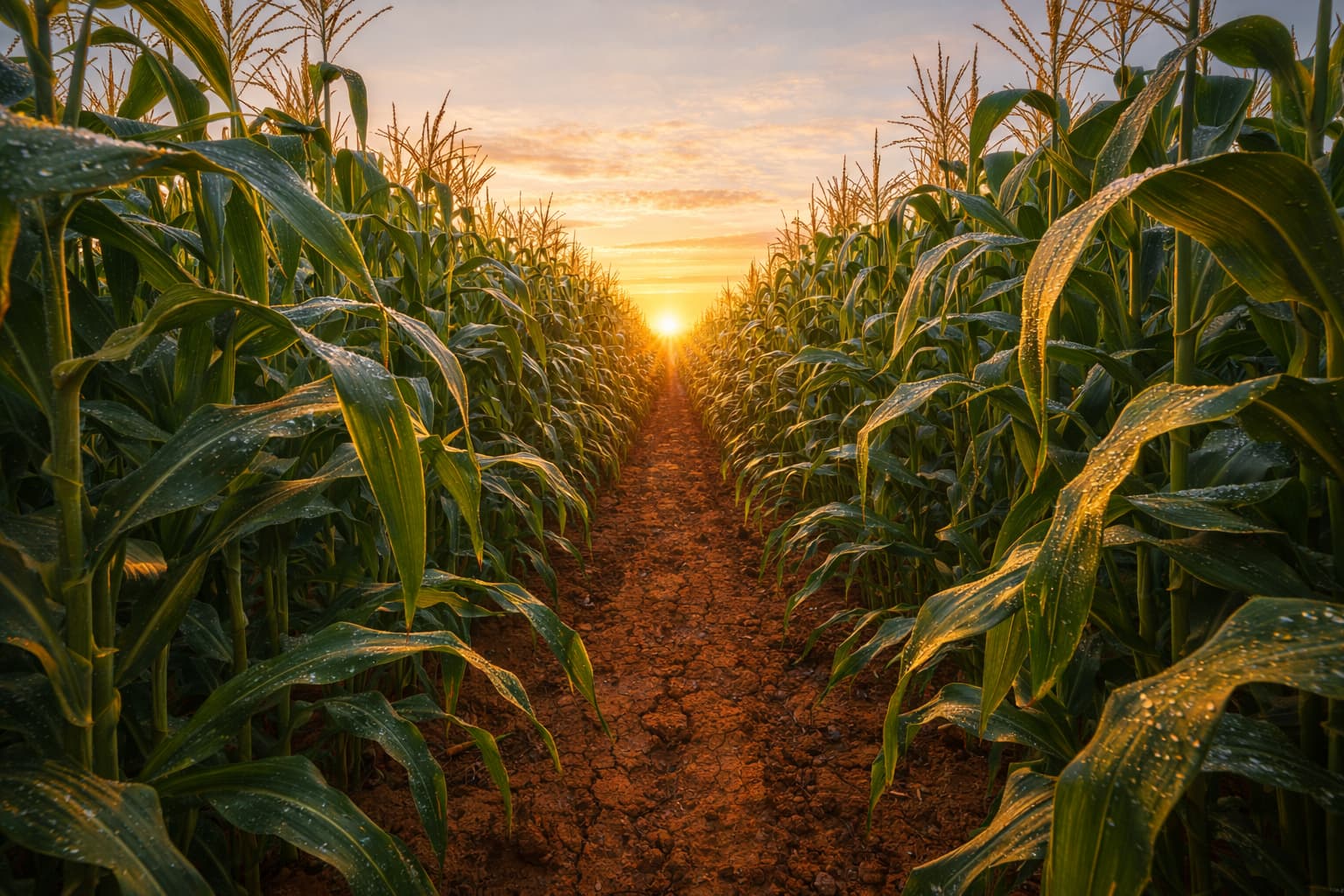 South African maize farm at sunrise