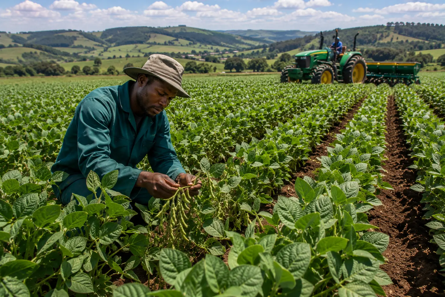 Soybean crop in full canopy closure on a KwaZulu-Natal commercial farm near Greytown