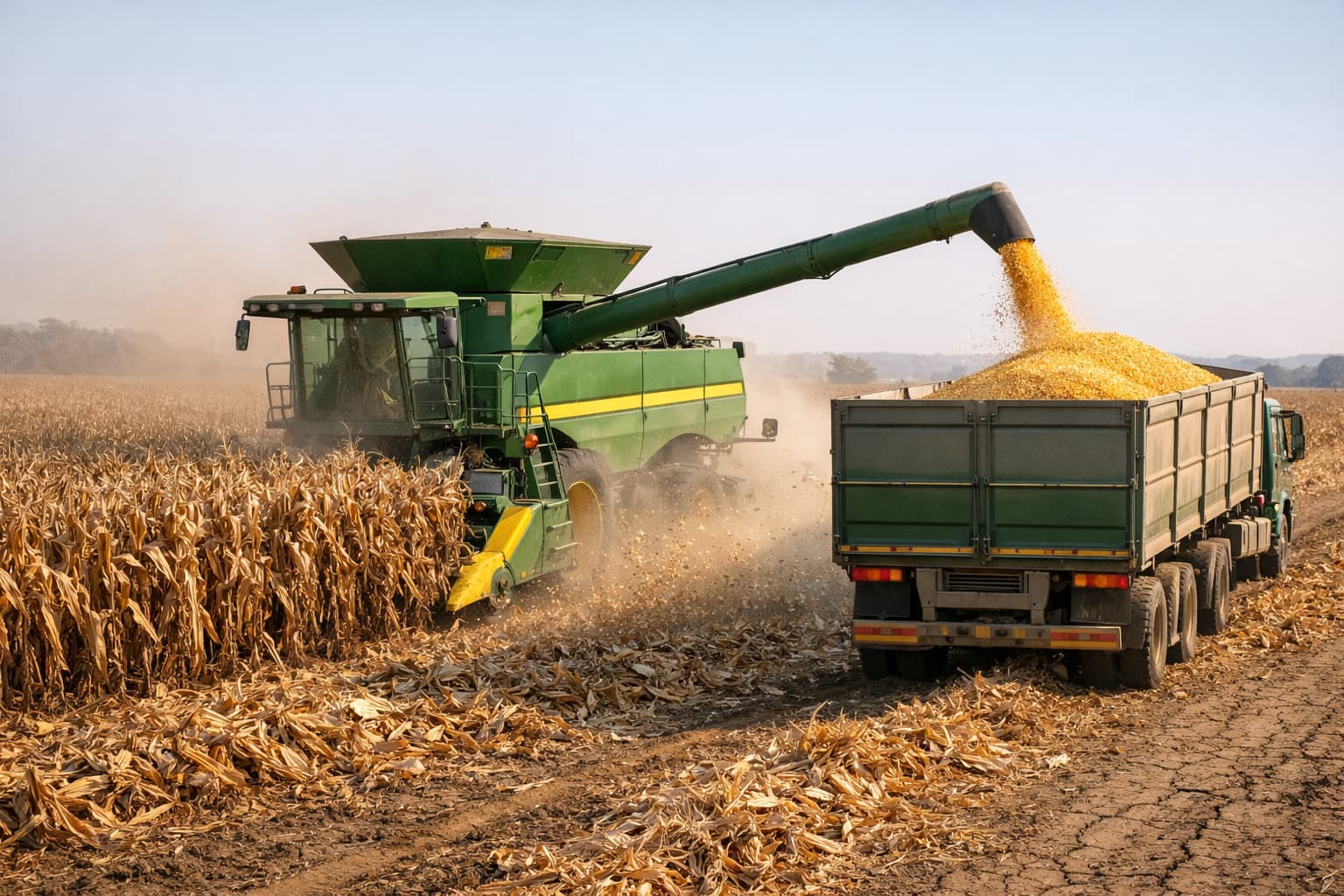 Maize harvest South Africa combine