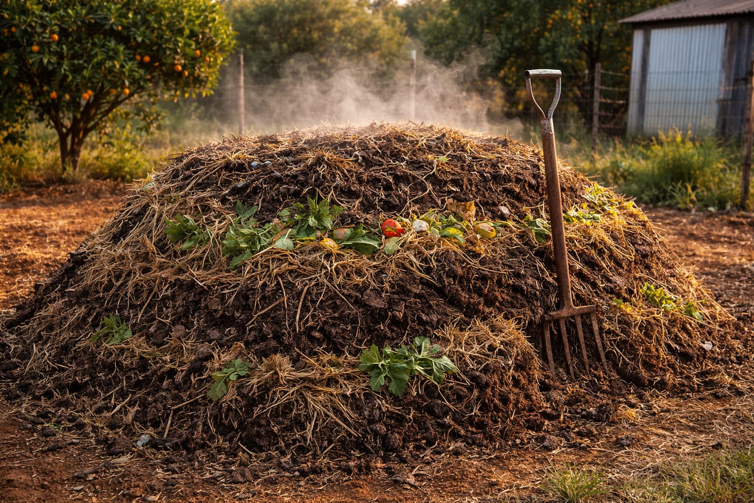 Compost heap on a South African farm